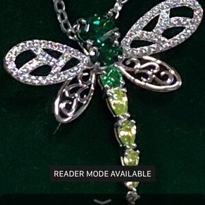 Fado Silver and Green Gemstone Dragonfly necklace
